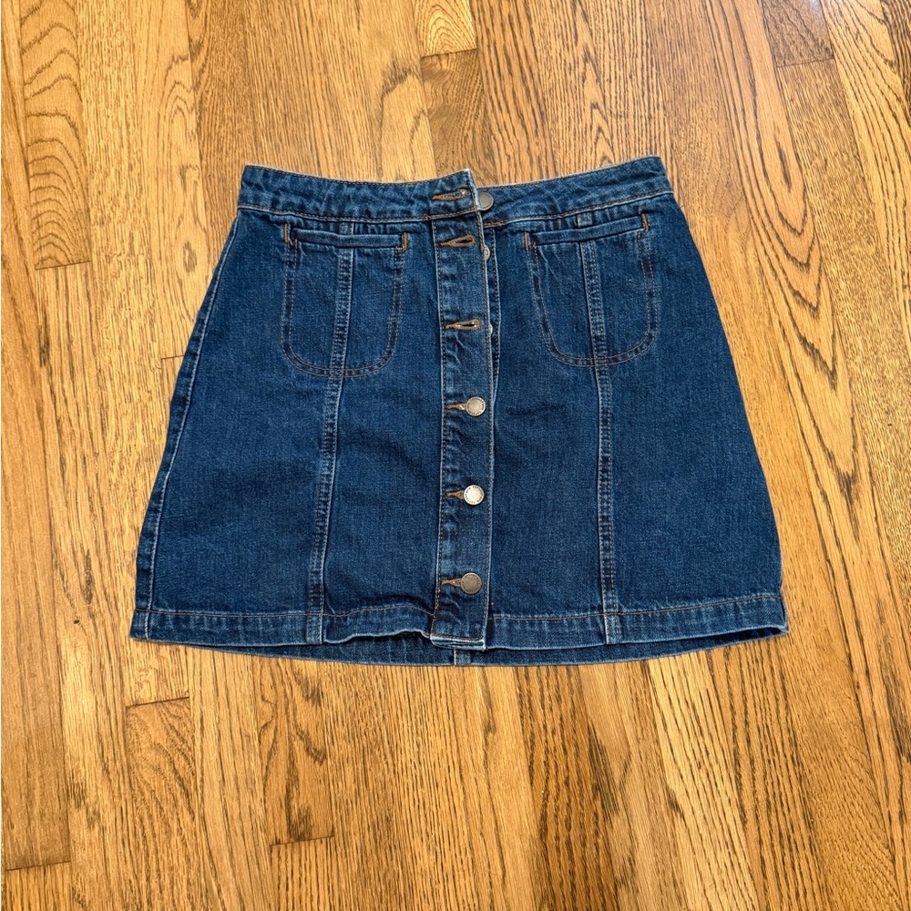 Topshop Dark Blue Denim Mini Skirt - Picture 1 of 3